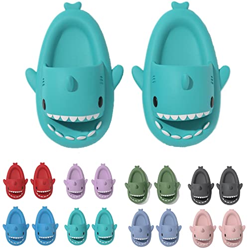 Shark Slides Kids, Non-Slip Lightweight Sole Slides Kids House Slippers Indoor & Outdoor Beach Slippers (Green, Toddler, Numeric_33, Numeric_Range, eu_Footwear_Size_System, Numeric_34, medium) von HOKUTO