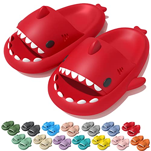 Hokuto Shark Slides for Women Men Summer Novelty Open Toe Cloud Shark Slippers Soft Anti-slip (Red, adult, women, numeric_42, numeric_range, eu_footwear_size_system, numeric_43, medium) von Hokuto