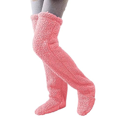 Hokuto Teddy-Beine Lange Socken Pelzige Beinwärmer Pfoten Oberschenkelstrümpfe Knie Flauschiger Plüsch Winter Zuhause Schlafen Slipper-Socken (Pink) von Hokuto