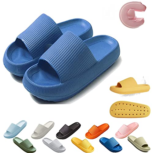 Hokuto Vileko Hausschuhe, Vileko Komfortable Hausschuhe, Cozy Slides Original, Hausschuhe Damen Sommer (Blau, adult, numeric_42, numeric_range, eu_footwear_size_system, numeric_43, wide) von Hokuto