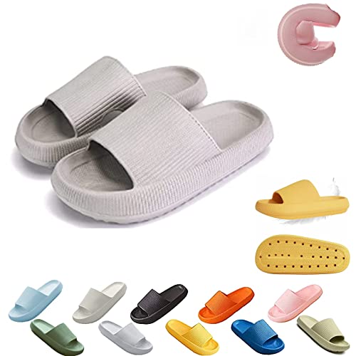 Hokuto Vileko Hausschuhe, Vileko Komfortable Hausschuhe, Cozy Slides Original, Hausschuhe Damen Sommer (Grau, adult, numeric_42, numeric_range, eu_footwear_size_system, numeric_43, wide) von Hokuto