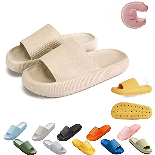 Hokuto Vileko Hausschuhe, Vileko Komfortable Hausschuhe, Cozy Slides Original, Hausschuhe Damen Sommer (Khaki, adult, numeric_38, numeric_range, eu_footwear_size_system, numeric_39, wide) von Hokuto