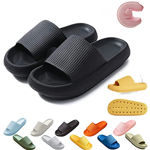 Hokuto Vileko Hausschuhe, Vileko Komfortable Hausschuhe, Cozy Slides Original, Hausschuhe Damen Sommer (Schwarz, adult, numeric_38, numeric_range, eu_footwear_size_system, numeric_39, wide) von Hokuto