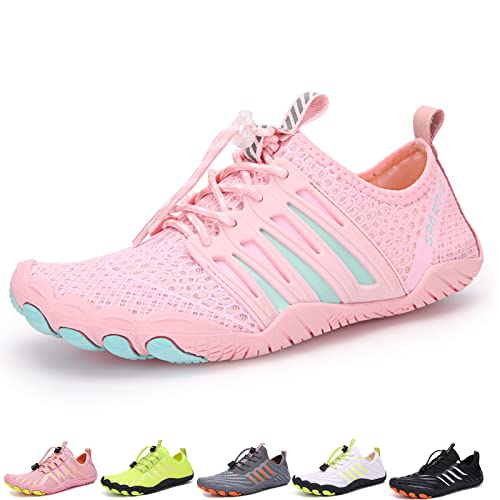 Hokuto Waxify Barfussschuhe Fivefinger Zehenschuhe Herren Damen Traillaufschuhe Barfußschuhe Sneaker Fitnessschuhe (A092 Pink, Adult, Men, Numeric_36, Numeric, eu_Footwear_Size_System, medium) von Hokuto