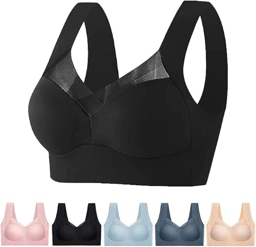 Hokuto Wmbra BH, Wmbra Haltungskorrektur BH, Ohne BüGel Push Up BH FüR Seniorinnen (as3, Alpha, 3X_l, Regular, Regular, Schwarz) von Hokuto