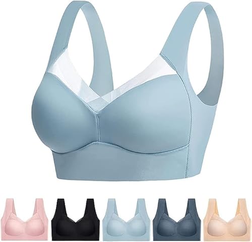 Hokuto Wmbra BH, Wmbra Haltungskorrektur BH, Ohne BüGel Push Up BH FüR Seniorinnen (as3, Alpha, 4X_l, Regular, Regular, Graublau) von Hokuto