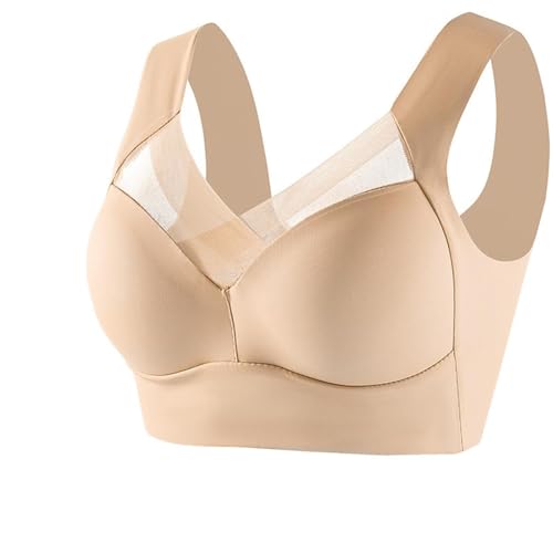 Hokuto Wmbra BH, Wmbra Haltungskorrigierender BH, Summer Wireless Push-Up Comfort 2.0, Full Back Cover Plus Size BH (DE/NL/SE/PL, Alphanumerisch, 4XL, Regular, Regular, Beige) von Hokuto