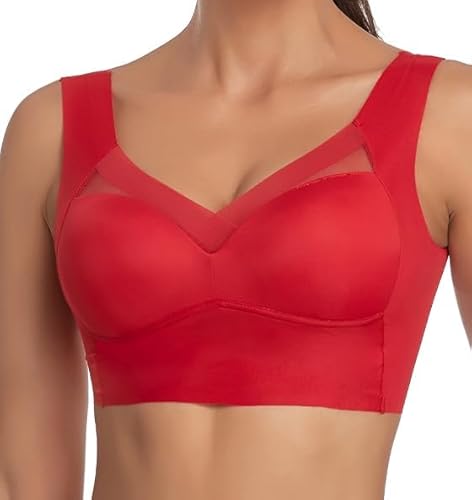 Hokuto Wmbra BH, Wmbra Haltungskorrigierender BH, Summer Wireless Push-Up Comfort 2.0, Full Back Cover Plus Size BH (as3, Alpha, 3X_l, Regular, Regular, Red) von Hokuto