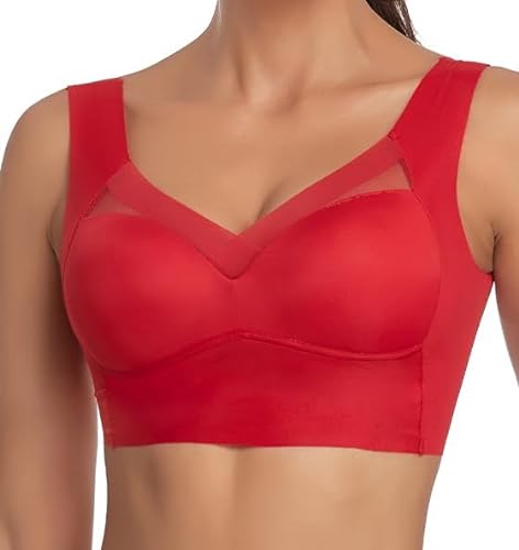 Hokuto Wmbra BH, Wmbra Haltungskorrigierender BH, Summer Wireless Push-Up Comfort 2.0, Full Back Cover Plus Size BH (as3, Alpha, xx_l, Regular, Regular, Red) von Hokuto