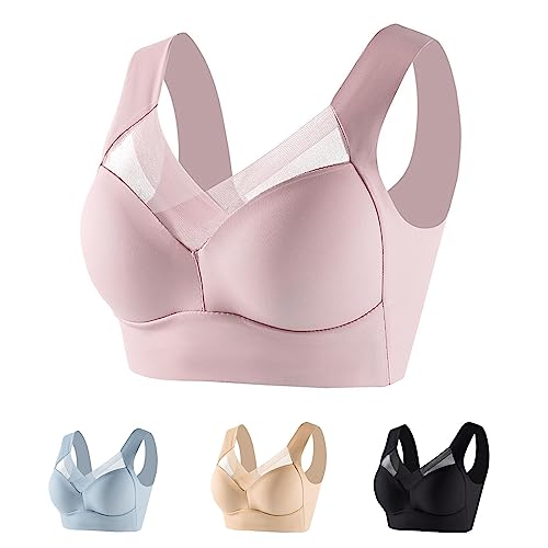 Hokuto Wmbra BH, Wmbra Haltungskorrigierender BH, Zenchic Chelloz kabelloser Push-up-BH mit ergonomischem Komfort und Crossover (Pink, 3XL) von Hokuto