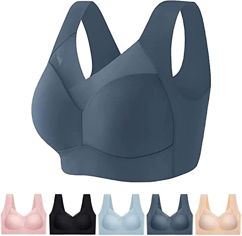 Hokuto Wmbra Haltungskorrektur BH, Wmbra BH, Ohne BüGel Push Up BH FüR Seniorinnen (DE/NL/SE/PL, Alphanumerisch, 5XL, Regular, Regular, Königsblau) von Hokuto