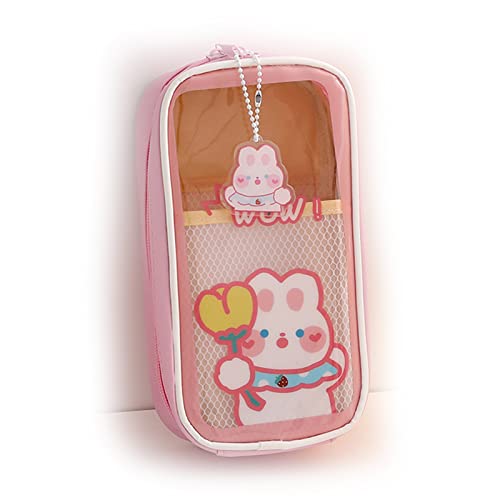 Kawaii Federmäppchen, ästhetisches Federmäppchen, Japanisches Federmäppchen, transparente Schreibwarentasche für süße Mädchen mit großer Kapazität (Hase) von Hokuto