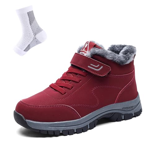 Orthoboots Pro - Ergonomische Winterstiefel, Rutschfest Winterstiefel Damen Herren Wasserdicht Gefüttert Winterschuhe Boots (Rot, Erwachsene, Damen, 37, Numerisch, EU Schuhgrößensystem, M) von HOKUTO