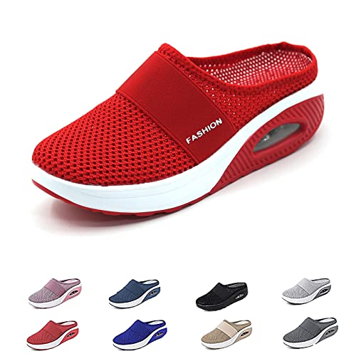 Orthopädische Schuhe Damen Air Cushion Slip On Walking Orthopedic Diabetic Walking Shoes Freizeit Mesh Atmungsaktiv Sandals (Big Red, Erwachsene, Damen, 43, Numerisch, EU Schuhgrößensystem, M) von HOKUTO