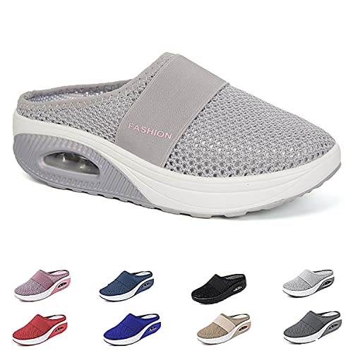 Orthopädische Schuhe Damen Air Cushion Slip On Walking Orthopedic Diabetic Walking Shoes Freizeit Mesh Atmungsaktiv Sandals (Hellgrau, Erwachsene, Damen, 41, Numerisch, EU Schuhgrößensystem, M) von HOKUTO