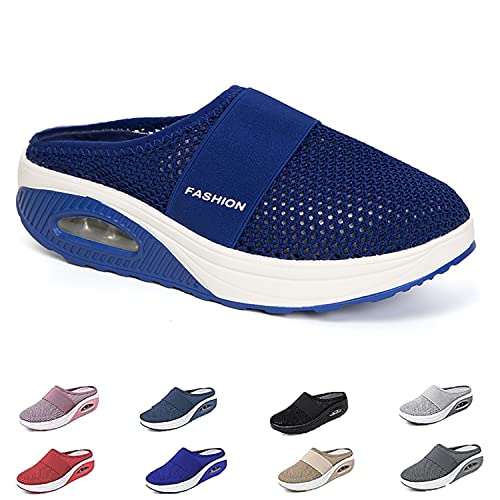 Orthopädische Schuhe Damen Air Cushion Slip On Walking Orthopedic Diabetic Walking Shoes Freizeit Mesh Atmungsaktiv Sandals (Königsblau, Erwachsene, Damen, 38, Numerisch, EU Schuhgrößensystem, M) von HOKUTO