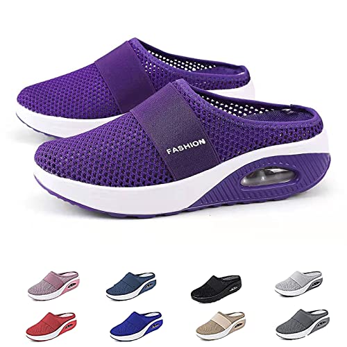 Orthopädische Schuhe Damen Air Cushion Slip On Walking Orthopedic Diabetic Walking Shoes Freizeit Mesh Atmungsaktiv Sandals (Lila, Erwachsene, Damen, 35, Numerisch, EU Schuhgrößensystem, M) von Hokuto