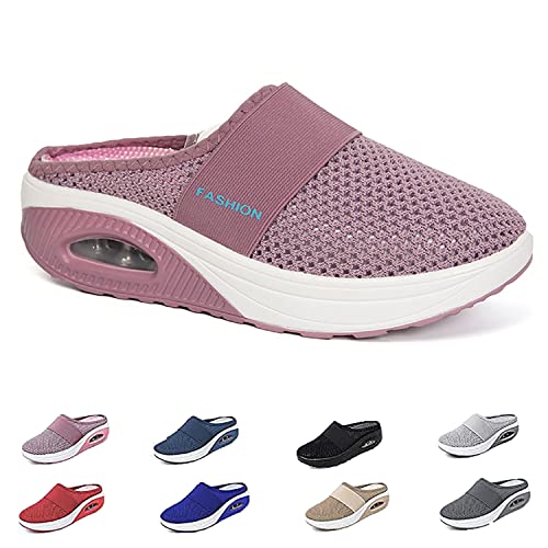 Orthopädische Schuhe Damen Air Cushion Slip On Walking Orthopedic Diabetic Walking Shoes Freizeit Mesh Atmungsaktiv Sandals (Pink, Erwachsene, Damen, 41, Numerisch, EU Schuhgrößensystem, M) von HOKUTO