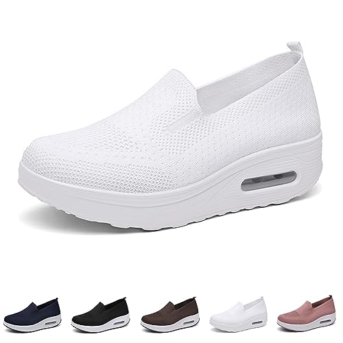 Orthopädische Schuhe Damen Air Cushion Slip On Walking Orthopedic Diabetic Walking Shoes Freizeit Mesh Atmungsaktiv Sandals (White, Erwachsene, Damen, 36, Numerisch, EU Schuhgrößensystem, M) von Hokuto