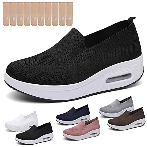 Hokuto Orthopädische Turnschuhe für Damen, 2023 Air Cushion Arch Support Slip-On Mesh Walking Diabetic Casual Loafers Schuhe (Blue, EU 36.5) von Hokuto