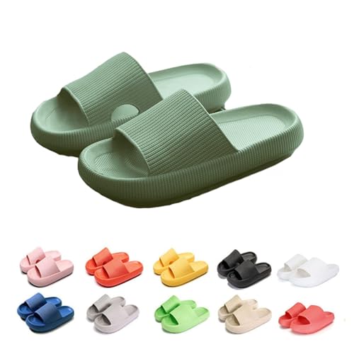 Pummy Hausschuhe, Cozy Slides Original Cloud Slippers Schlappen Damen Badelatschen Herren (Dark Green, 36) von Hokuto