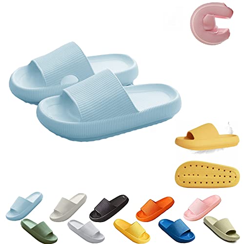 Pummy Hausschuhe Damen Original, Cozy Slides Original, rutschfeste Schnell Trocknende Wolkenschuhe Herren (Hellblau, Adult, Numeric_36, Numeric_Range, eu_Footwear_Size_System, Numeric_37, Wide) von Hokuto