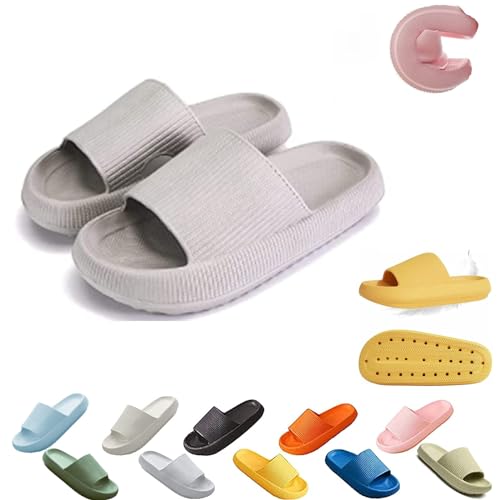 Pummy Original Damen Schuhe, Cozy Slides Original Cloud Slippers Schlappen Damen Badelatschen Herren (grey, Erwachsene, 36, Numerisch (von/bis), EU Schuhgrößensystem, 37, Breit) von Hokuto