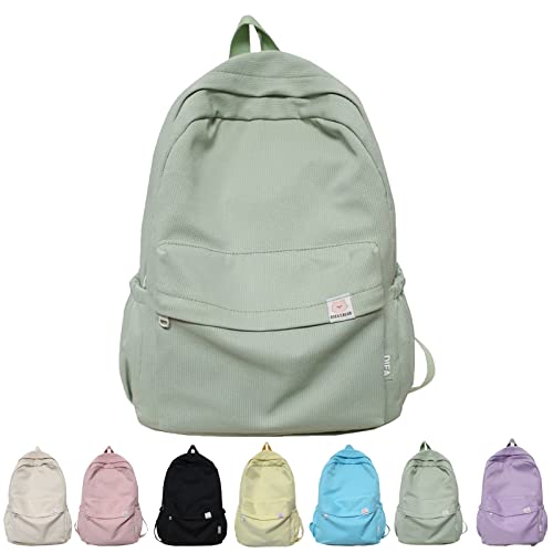 Salbeigrüner Rucksack für die Schule, ästhetischer Rucksack, große Kapazität, lässiger Rucksack Kawaii Rucksack für Teenager Mädchen, grün, Einheitsgröße von HOKUTO