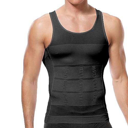 Shaperluv Male Shaper Tank, Herren Gynäkomastie Bauch Bauch Kompressionsshirts Trainer Korsett (Schwarz, L) von Hokuto