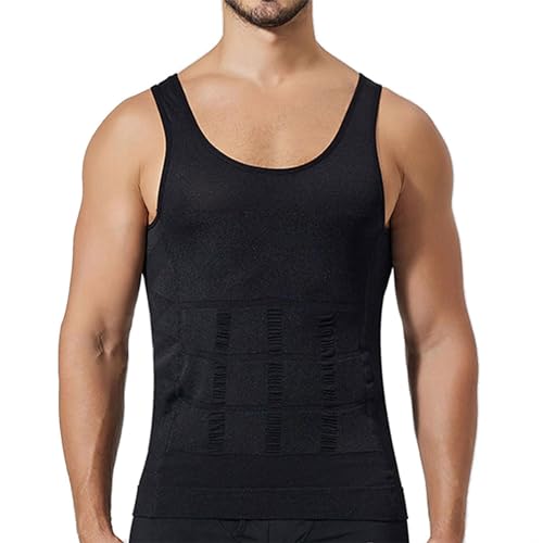 Shaperluv Male Shaper Tank, Shaperluv Tank Shapewear Bauchweg Kompression Vest Herren Figurformendes Unterhemd (DE/NL/SE/PL, Alphanumerisch, L, Regular, Regular, Schwarz) von Hokuto