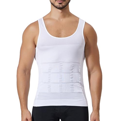 Shaperluv Male Shaper Tank, Shaperluv Tank Shapewear Bauchweg Kompression Vest Herren Figurformendes Unterhemd (DE/NL/SE/PL, Alphanumerisch, L, Regular, Regular, Weiß) von Hokuto