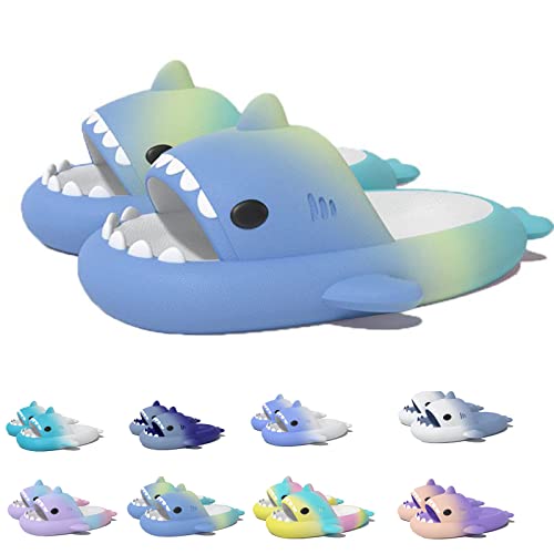 Shark Slides Kids, Non-Slip Lightweight Sole Slides Kids House Slippers Indoor & Outdoor Beach Slippers (Blue Yellow, Toddler, Numeric_25, Numeric_Range, eu_Footwear_Size_System, Numeric_26, medium) von HOKUTO