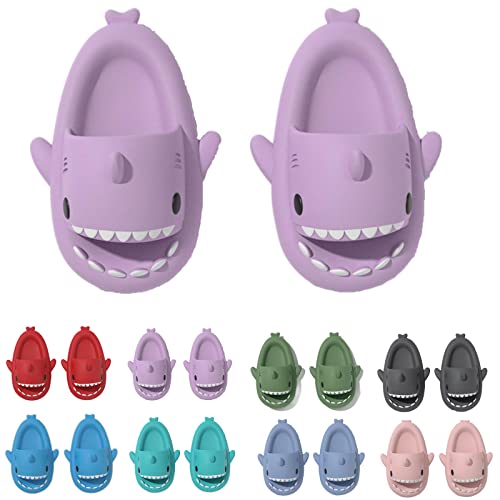 Shark Slides Kids, Non-Slip Lightweight Sole Slides Kids House Slippers Indoor & Outdoor Beach Slippers (Purple, Big_Kid, Numeric_35, Numeric_Range, eu_Footwear_Size_System, Numeric_36, medium) von HOKUTO