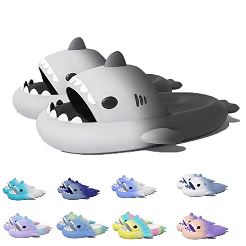 Shark Slides Kids, Non-Slip Lightweight Sole Slides Kids House Slippers Indoor & Outdoor Beach Slippers (White Black, Big_Kid, Numeric_37, Numeric_Range, eu_Footwear_Size_System, Numeric_38, medium) von HOKUTO