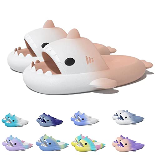 Shark Slides Kids, Non-Slip Lightweight Sole Slides Kids House Slippers Indoor & Outdoor Beach Slippers (White pinck, Big_Kid, Numeric_35, Numeric_Range, eu_Footwear_Size_System, Numeric_36, medium) von HOKUTO