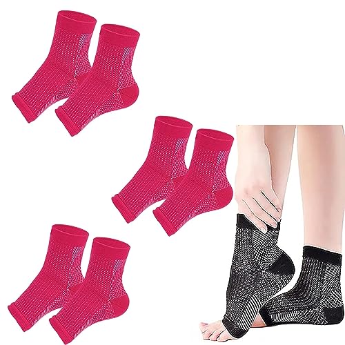 Kompressions-Socken, OrthopäDische Kompressionssocken Herren Damen (S/M, Rose Rot（3pcs）) von Hokuto