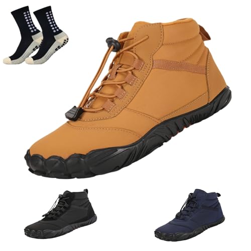 Wasserdicht Barfußschuhe Winter, Barfussschuhe Damen Herren Outdoor, Warm Winterschuhe gefüttert Winterstiefel Waterproof Barefoot Shoes (A,38) von HOKUTO