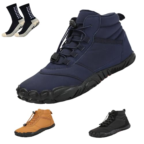 Wasserdicht Barfußschuhe Winter, Barfussschuhe Damen Herren Outdoor, Warm Winterschuhe gefüttert Winterstiefel Waterproof Barefoot Shoes (B,39) von HOKUTO