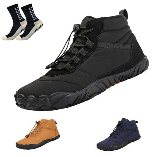 Wasserdicht Barfußschuhe Winter, Barfussschuhe Damen Herren Outdoor, Warm Winterschuhe gefüttert Winterstiefel Waterproof Barefoot Shoes (C,37) von HOKUTO