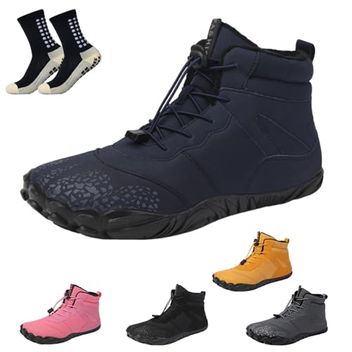 Wasserdicht Barfußschuhe Winter, Barfussschuhe Damen Herren Outdoor, Warm Winterschuhe gefüttert Winterstiefel Waterproof Barefoot Shoes (O,40) von HOKUTO