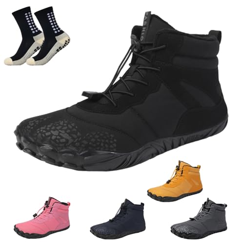 Wasserdicht Barfußschuhe Winter, Barfussschuhe Damen Herren Outdoor, Warm Winterschuhe gefüttert Winterstiefel Waterproof Barefoot Shoes (P,41) von HOKUTO