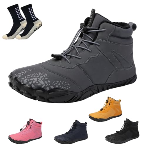 Wasserdicht Barfußschuhe Winter, Barfussschuhe Damen Herren Outdoor, Warm Winterschuhe gefüttert Winterstiefel Waterproof Barefoot Shoes (Q,36) von HOKUTO