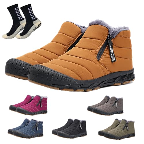 Wasserdicht Barfußschuhe Winter, Barfussschuhe Damen Herren Outdoor, Warm Winterschuhe gefüttert Winterstiefel Waterproof Barefoot Shoes (V,36) von HOKUTO