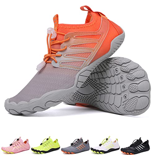 Waxify Barfussschuhe Fivefinger Zehenschuhe Herren Damen Traillaufschuhe Barfußschuhe Sneaker Fitnessschuhe (A023 Orange, Adult, Men, Numeric_41, Numeric, eu_Footwear_Size_System, medium) von Hokuto