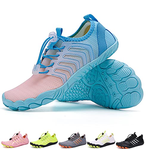 Waxify Barfussschuhe Fivefinger Zehenschuhe Herren Damen Traillaufschuhe Barfußschuhe Sneaker Fitnessschuhe (A06 Pink Moon, Adult, Men, Numeric_37, Numeric, eu_Footwear_Size_System, medium) von Hokuto