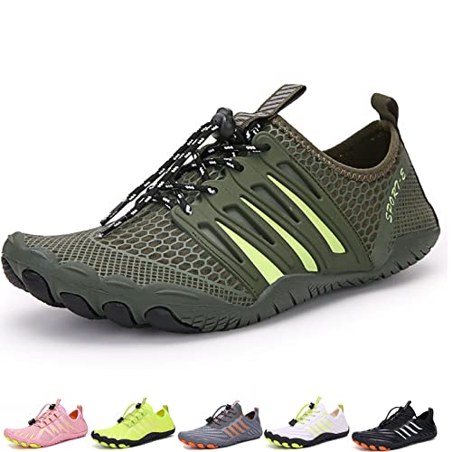 Waxify Barfussschuhe Fivefinger Zehenschuhe Herren Damen Traillaufschuhe Barfußschuhe Sneaker Fitnessschuhe (A092 Army Green, Adult, Men, Numeric_38, Numeric, eu_Footwear_Size_System, medium) von Hokuto