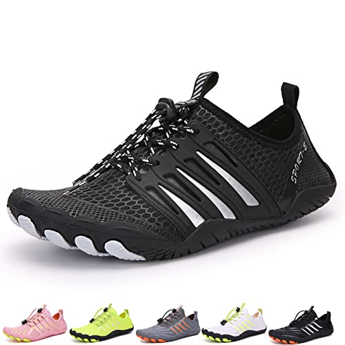 Waxify Barfussschuhe Fivefinger Zehenschuhe Herren Damen Traillaufschuhe Barfußschuhe Sneaker Fitnessschuhe (A092 Black, Adult, Men, Numeric_42, Numeric, eu_Footwear_Size_System, medium) von Hokuto