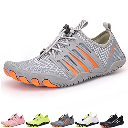 Waxify Barfussschuhe Fivefinger Zehenschuhe Herren Damen Traillaufschuhe Barfußschuhe Sneaker Fitnessschuhe (A092 Gray, Adult, Men, Numeric_38, Numeric, eu_Footwear_Size_System, medium) von Hokuto