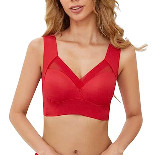 Hokuto Wmbra BH, Wmbra Haltungskorrigierender BH, Fashion Deep Cup BH mit integrierter Shapewear (as3, Alpha, 4X_l, Regular, Regular, Rot) von HOKUTO