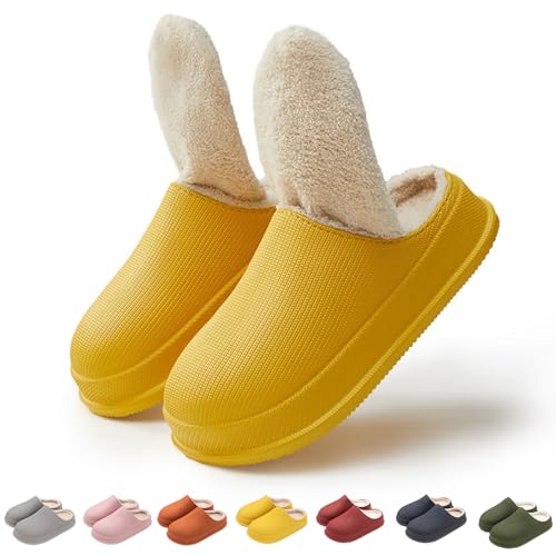 Wolken Damen Winter Pummy Hausschuhe Winter Cozy Slides Original Cloud Slippers Damen Badelatschen Herren (Yellow, Erwachsene, 36, Numerisch (von/bis), EU Schuhgrößensystem, 37, Breit) von Hokuto